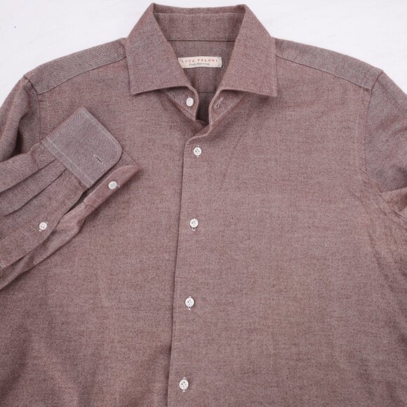 Luca Faloni shirt mens 16 41 Cotton made in Italy Button Up Long Sleeve